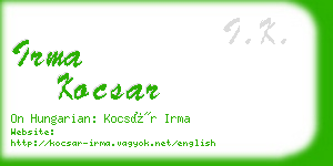 irma kocsar business card